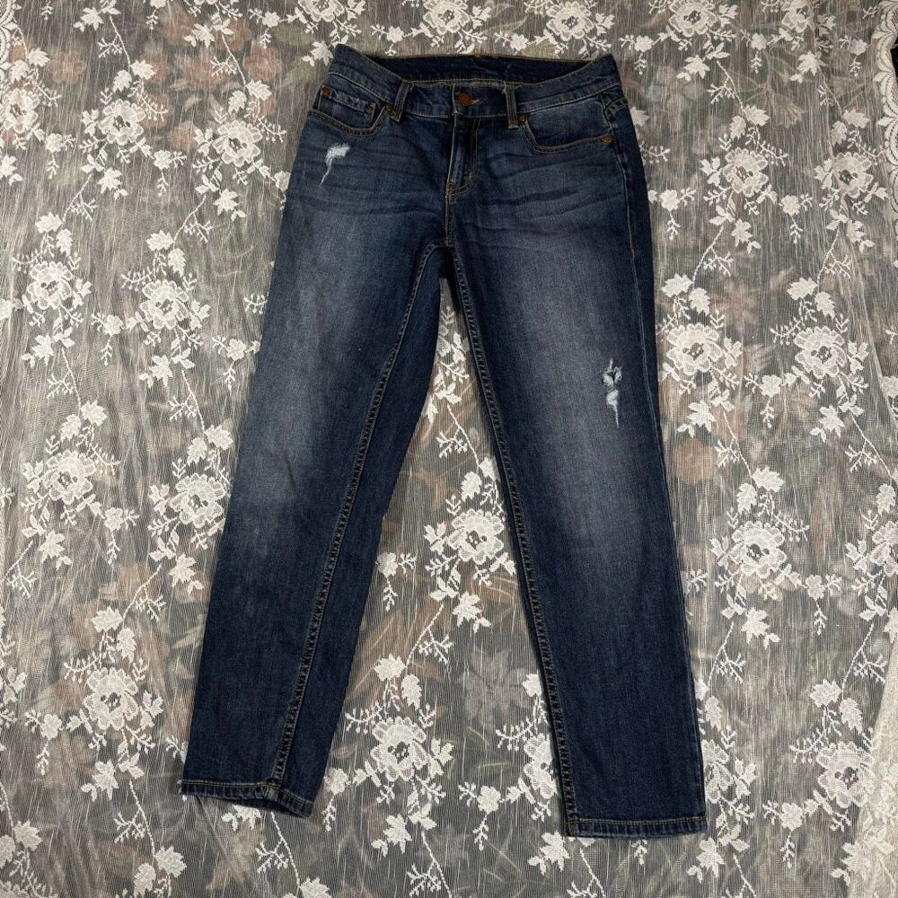 Level 99 Dark Wash Distressed Skinny Straight Jeans – Size 25